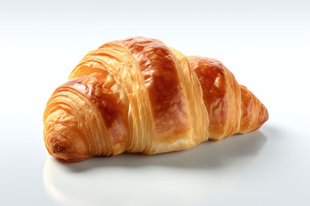 Fresh croissant on white background, close-up, isolatedの素材