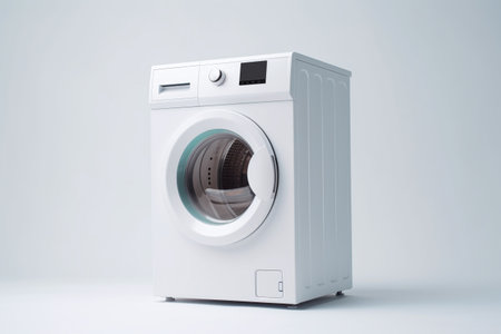 White washing machine on a white background. 3d mockup renderingの素材