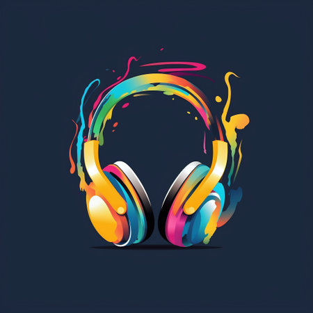 Headphones with abstract colorful background. Vector illustration. EPS 10.の素材