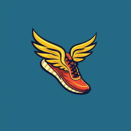 Sneakers with wings. Vector illustration of a running shoe.の素材