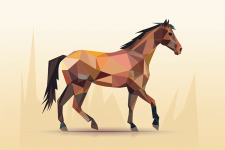 Horse polygonal low poly illustration. Polygonal horse vector illustration.の素材