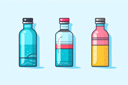 Water bottles icon set. Cartoon illustration of water bottle icon set for web designの素材