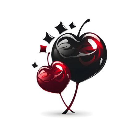 Valentine's day vector illustration with red and black heart shaped balloonsの素材
