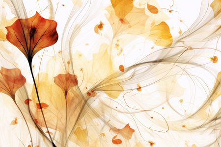 abstract background with autumn leaves on a white background, digitally generated imageの素材