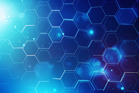 Abstract hexagons background. Science and technology concept. 3D Renderingの素材