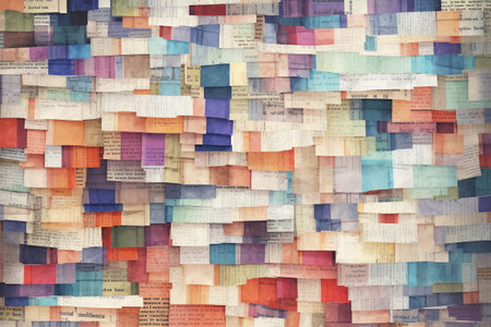 Pile of colorful paper sheets as a background. Toned.の素材