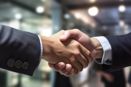 Business people shaking hands, finishing up a meeting or negotiation. handshake concept.の素材