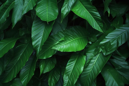 Green leaves background. Tropical leaves texture background. Green leaves background.の素材