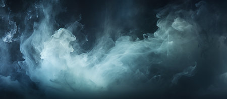 Blue and white cloud of smoke on a black background. abstract backgroundの素材