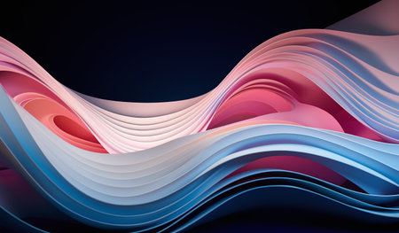 Abstract background with blue and pink wavy lines. Vector illustration.の素材