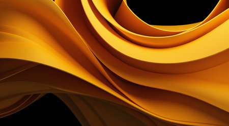 3d rendering of abstract wavy metallic background. Orange and black colorsの素材