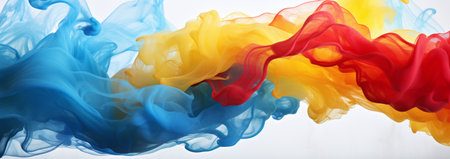 abstract colored ink in water on a white background close-upの素材