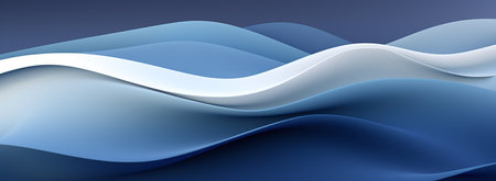 Abstract background with blue wavy lines. 3d vector illustration.の素材