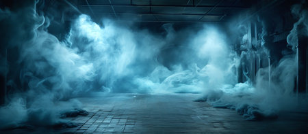 abstract scene of smoke and fog in the dark room at nightの素材