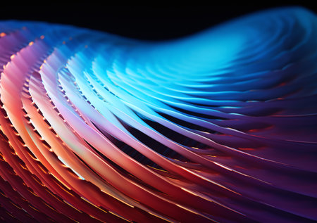 Abstract background with colorful lines, 3d rendering. Computer digital drawing.の素材