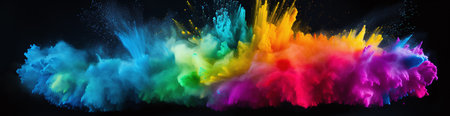 Colorful explosion of colored smoke on a black background. abstract backgroundの素材