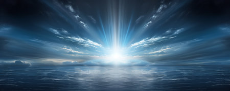 Beautiful seascape. Sunrise over the sea. 3d renderの素材