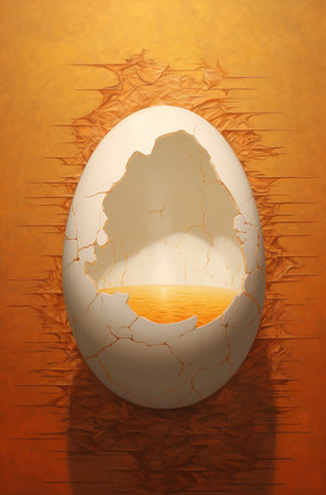 Illustration of cracked egg with map of Africa on grunge backgroundの素材