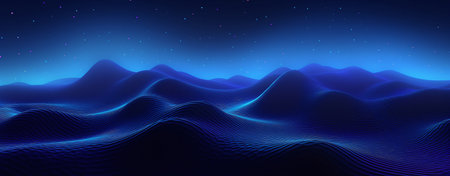 Abstract 3d landscape with wavy surface. Futuristic vector illustration.の素材