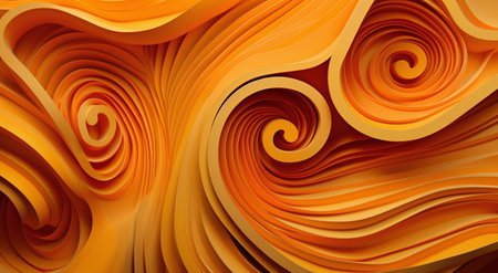 abstract orange background with swirls. 3d rendering - illustrationの素材