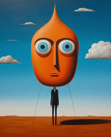 Conceptual 3D illustration of a man standing on the top of an oil dropの素材