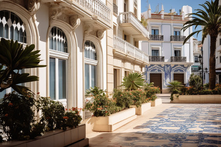 Beautiful view of the streets of the city of Alicante, Spainの素材