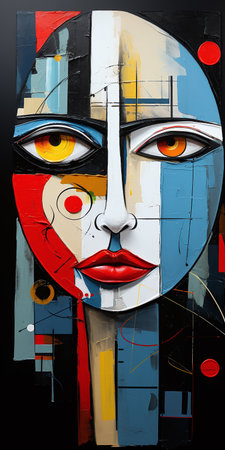 Colorful face painting. Modern art collage. contemporary art.の素材