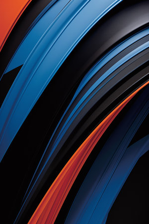Abstract blue and orange wavy lines on black background. Vector illustrationの素材