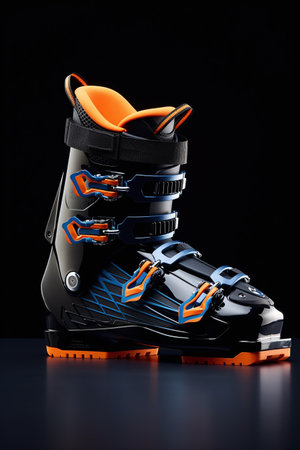 Winter sports ice skates on a black background. 3d renderingの素材