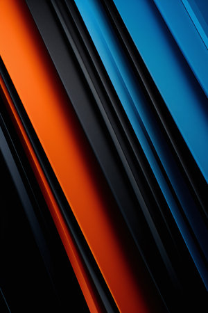 Abstract blue and orange background with diagonal stripes. Vector illustration.の素材
