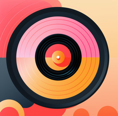 Colorful vinyl record on a colorful background. Vector illustration for your designの素材