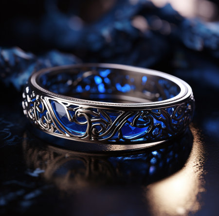 Wedding rings on a dark background. Wedding rings on a dark background.の素材