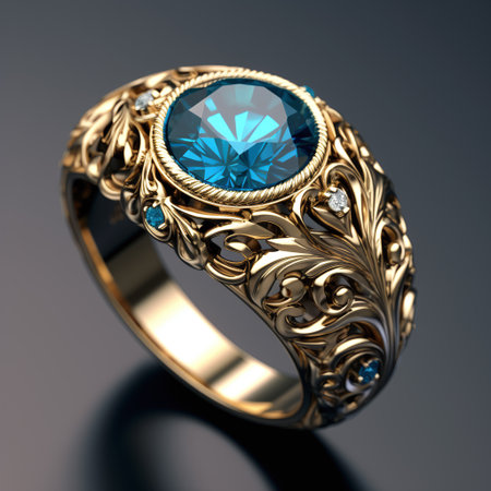 Jewelry ring with blue sapphire. jewelry backgroundの素材