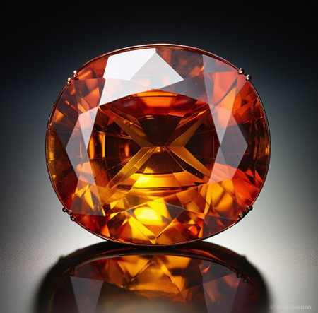 Citrine on a dark background. 3D illustration. vintage styles.の素材
