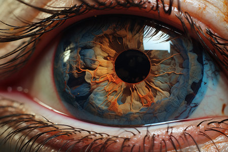 Close-up of human eye with blood vessels. 3D renderingの素材