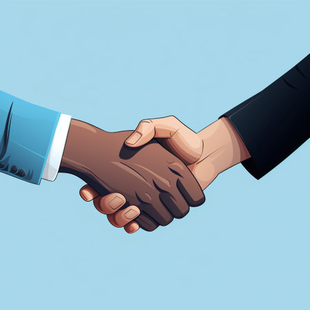 Handshake of two businessmen. Vector illustration in a flat style.の素材