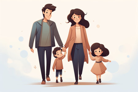 happy family. Father, mother, daughter and son. Vector illustrationの素材