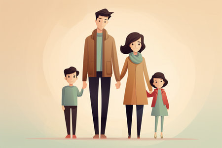 Family of three people. Father, mother and children. Vector illustrationの素材