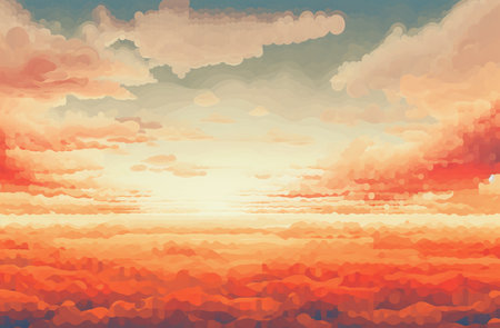Beautiful sunset background with clouds. Vector illustration for your design.の素材