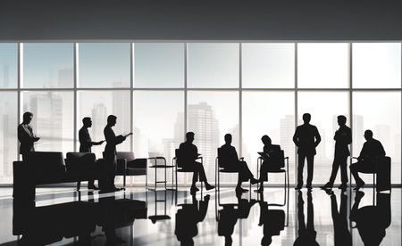 Business People Meeting Cityscape Cityscape Concept. 3D Renderingの素材