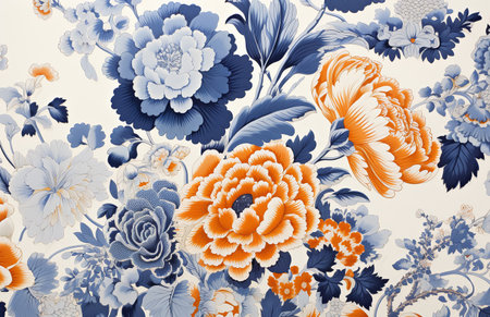 Abstract floral background with colorful flowers and leaves. Vector illustration for your designの素材