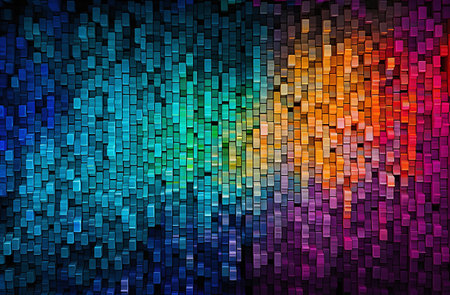 Abstract colorful background with cubes. 3d rendering, 3d illustration.の素材