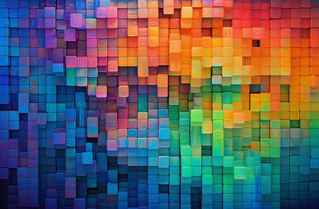 Colorful abstract background with squares. 3d rendering, 3d illustration.の素材