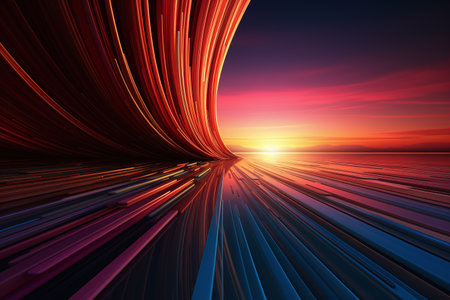 3D abstract background with lines and light effects. Vector illustration.の素材