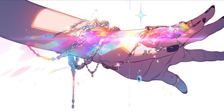 Hands of a man and a woman in the water, abstract illustrationの素材