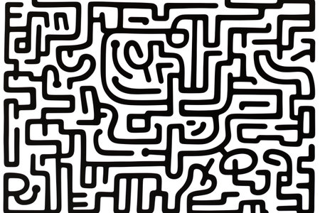 Maze with solution in black and white colors. Vector illustration.の素材