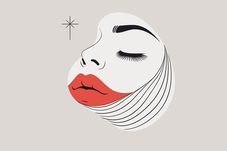 Portrait of a beautiful woman with closed eyes. Vector illustration.の素材