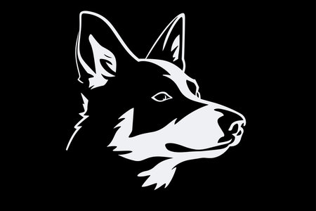 Vector image of a head of a German shepherd on a black backgroundの素材