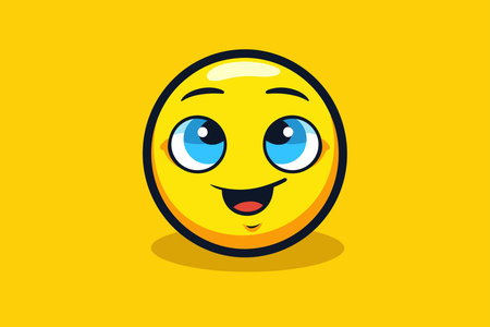 Emoticon face emoticon isolated on yellow background. Vector illustrationの素材