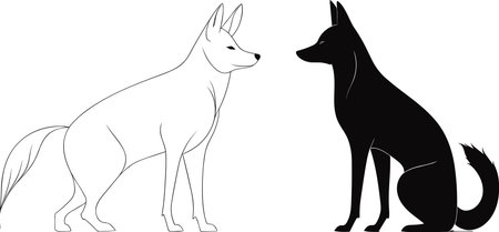 Siberian husky.Vector illustration ready for vinyl cutting.の素材
